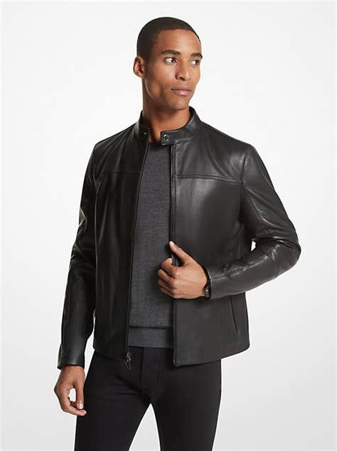 michael kors lightweight nylon racer jacket|Michael Kors leather racer jacket.